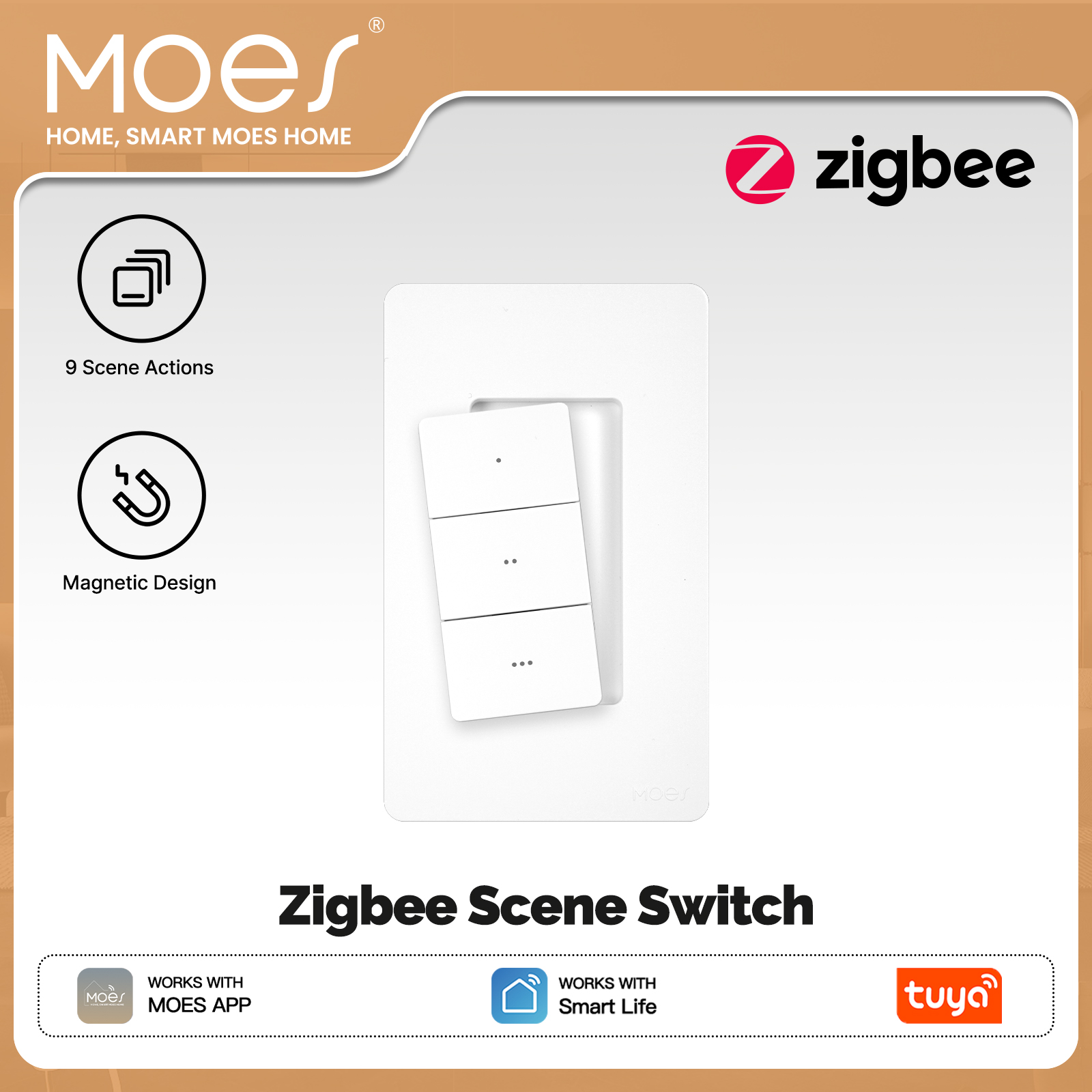 Push Button Tactile - مفتاح مشهد لاسلكي ذكي MOES Tuya