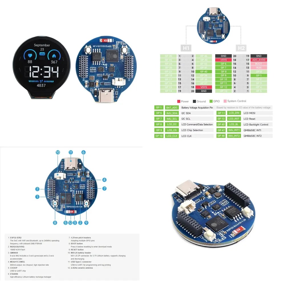 Esp32 Wifi Bluetooth - لوحة تطوير ESP32-S3 مع شاشة LCD