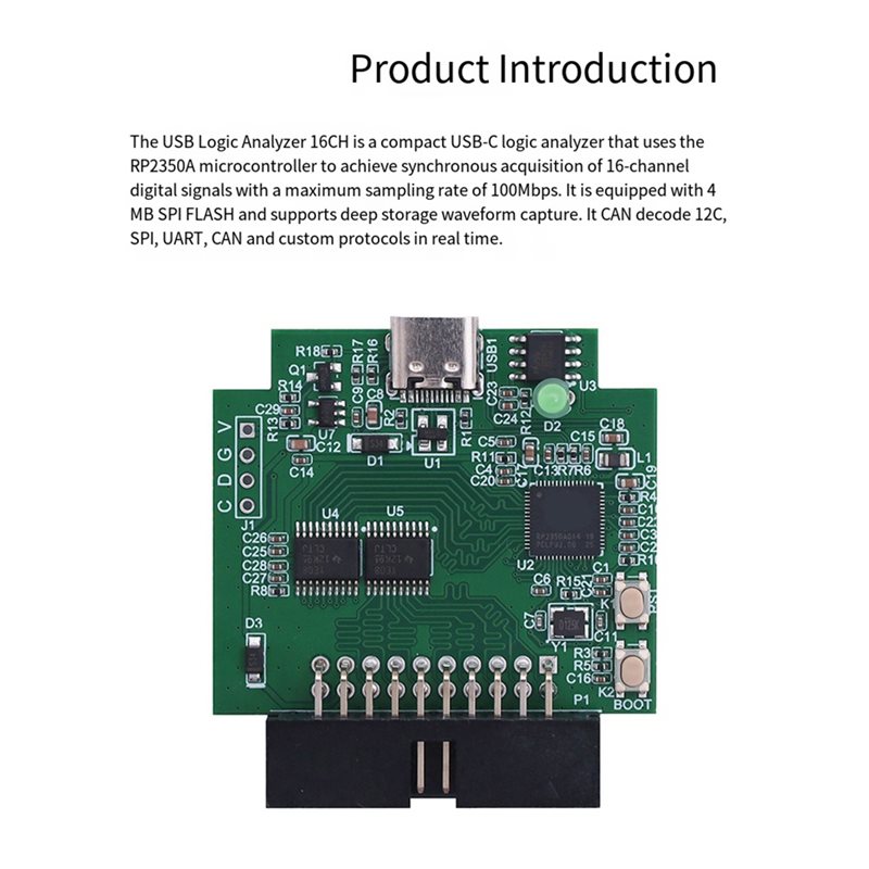 محلل منطقي رقمي USB-C بـ 16 قن - مراجعة Logic Analyzer Usb وسعره