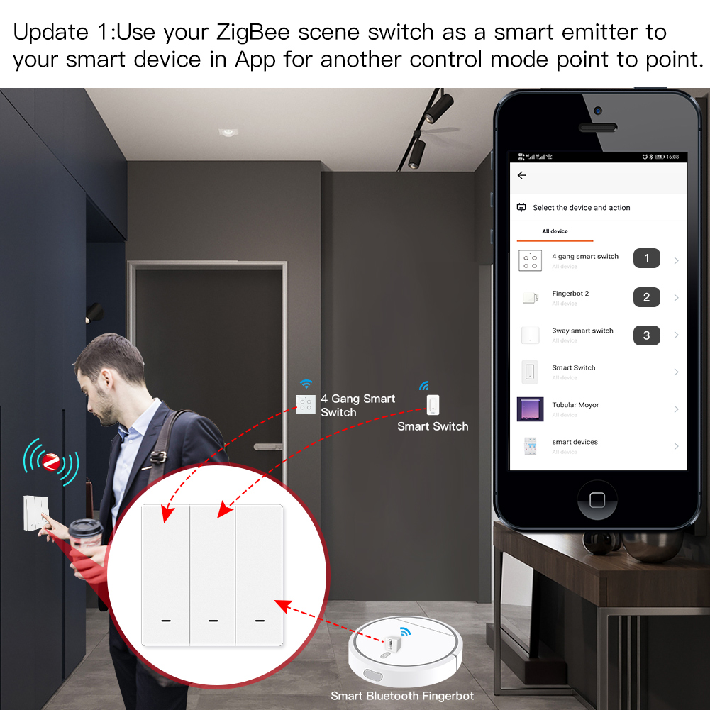 MOES Tuya ZigBee المشهد التبدي - مراجعة Push Button Tactile وسعره