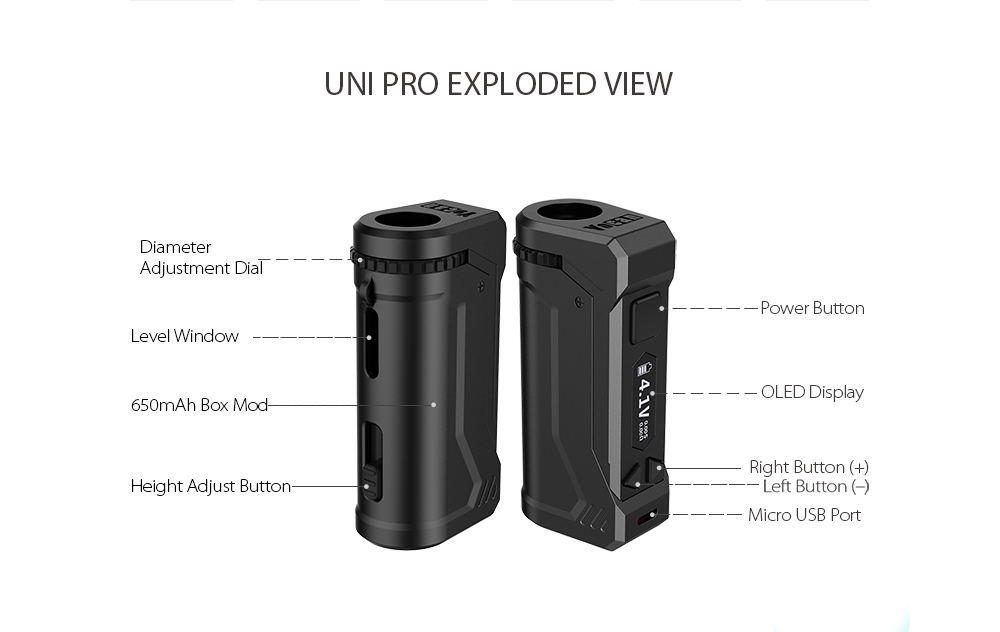 مجموعة بطارية Yocan Uni Pro ،  - مراجعة Diy Vape Electronics وسعره
